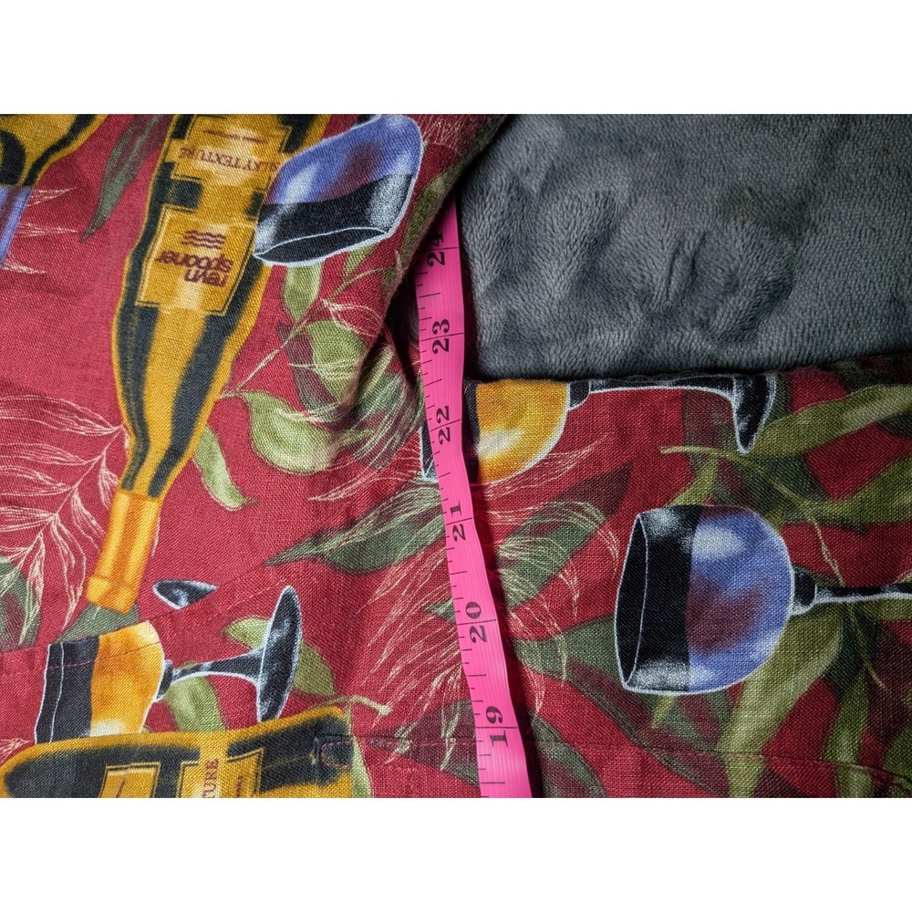 Reyn Spooner Mens Small Wine Bottle Print 100% Linen Hawaiian Shirt Red Regency - Picture 5 of 7